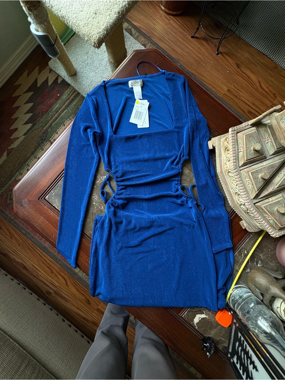 l*space Royal Blue Long Sleeve Ruched Side Mini Dress